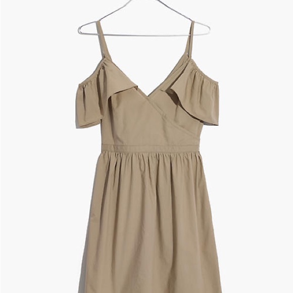 MADEWELL Khaki cold shoulder ruffle dress - Picture 2 of 6